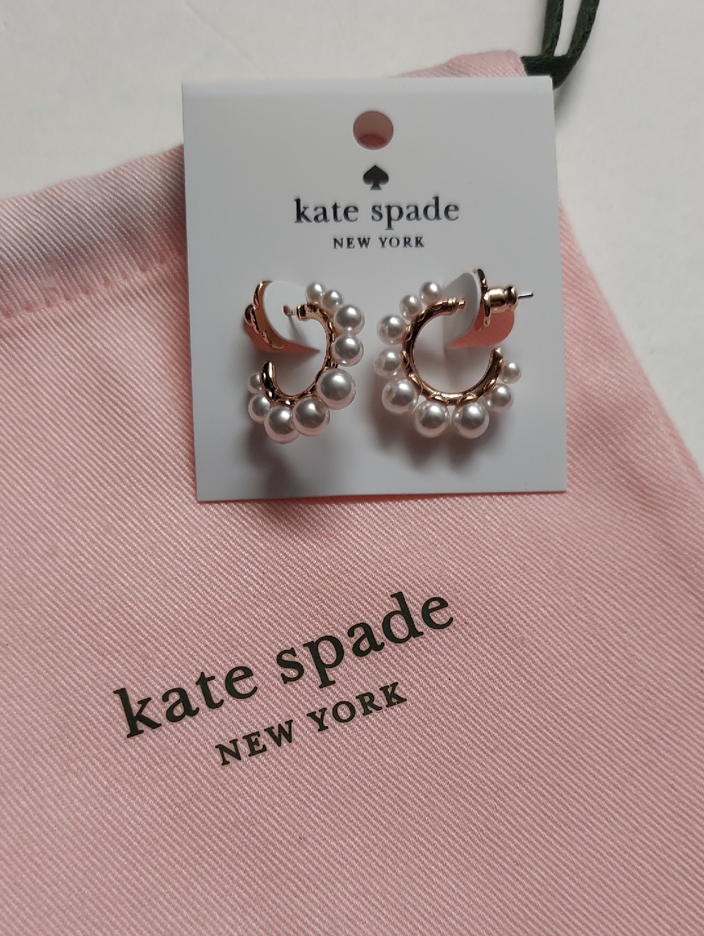 kate spade  New York Rose Gold Hoop Earrings with White Pearls Nwot